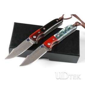 Little Assassin Damascus steel folding knife with abalone handle UD405305 